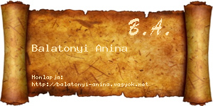 Balatonyi Anina névjegykártya